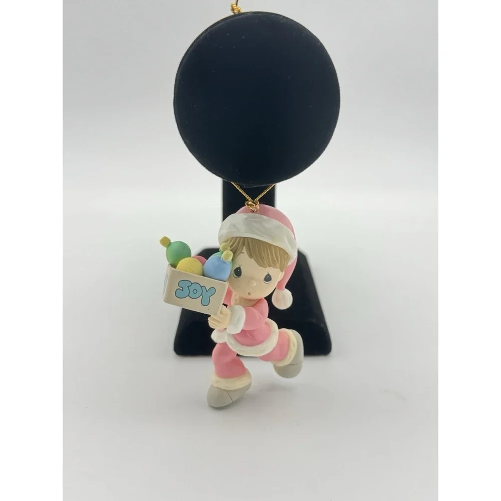 Vintage 1996 Precious Moments Christmas Ornament Boy Joy Pink Santa Suit No Box